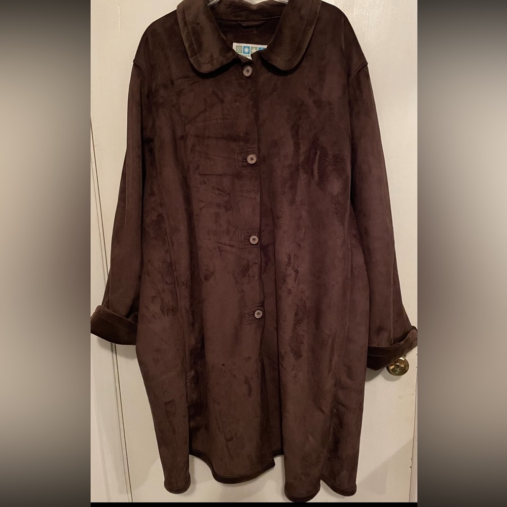 Outdoor 3X Elements Chocolate Brown 100% Poly Suede Bonded to Micro Pile Coat